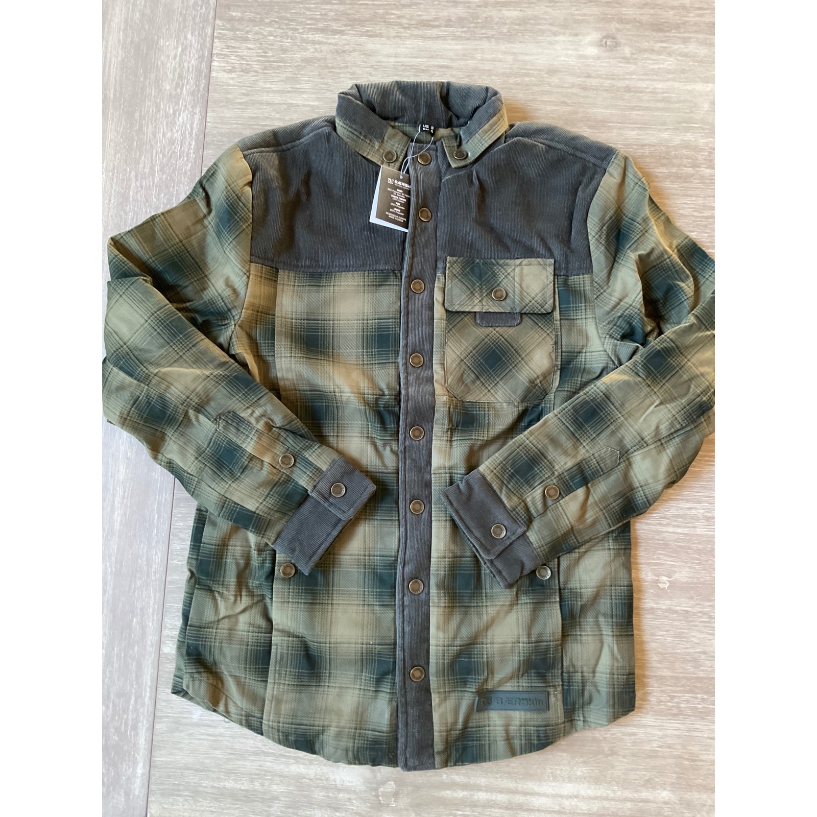 Men's Green Plaid Button-Front Jacket Coat